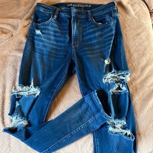 American eagle destroyed hi-rise jegging size 12